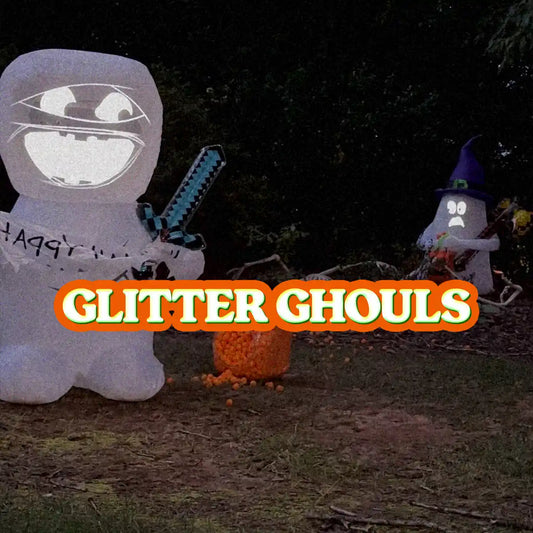 An Inflatable Mummy and an Inflatable Ghost get into Cheese Ball Glitter